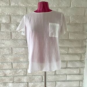 Theory White Short Sleeve Blouse